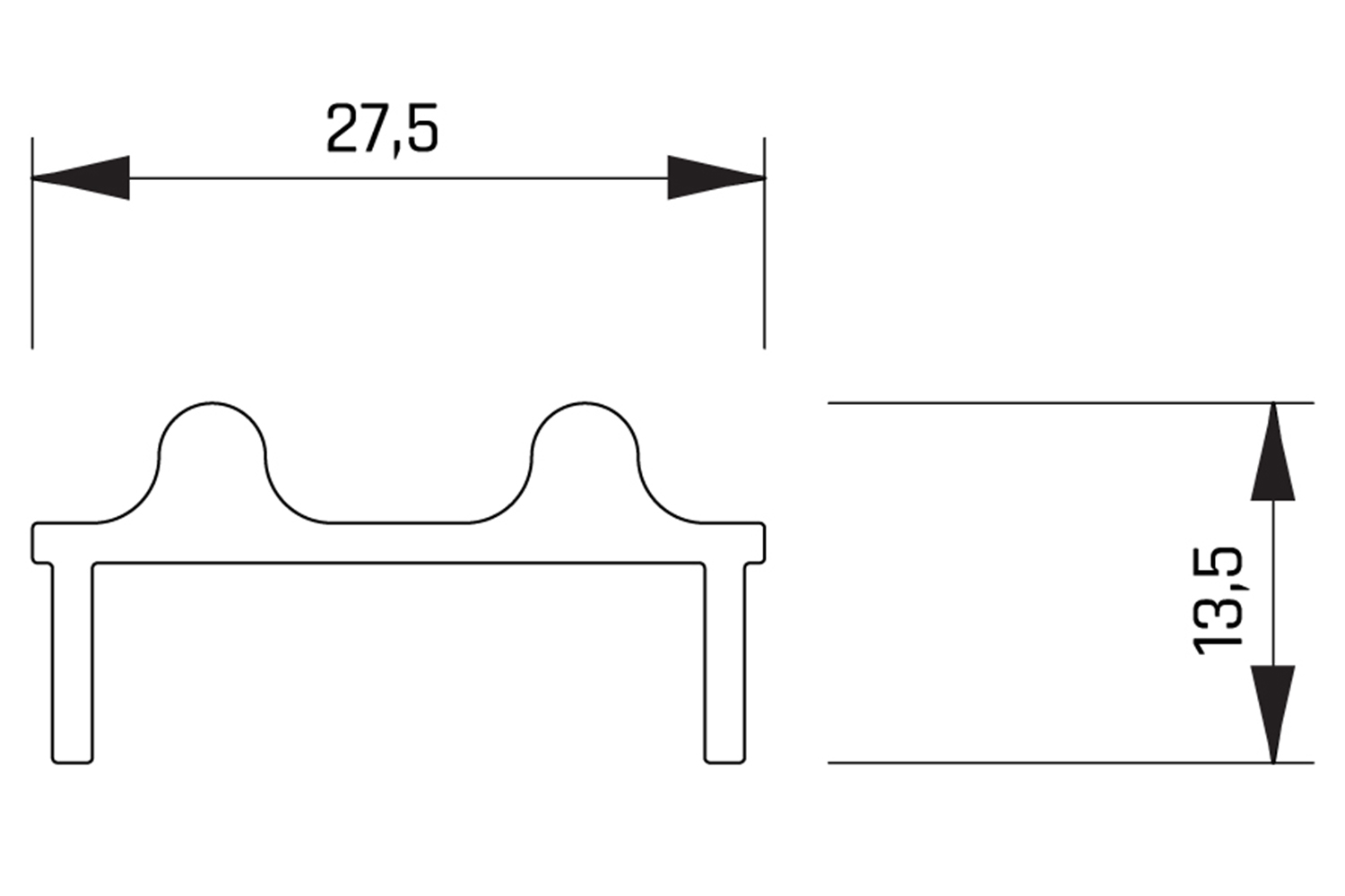 Onderrail tbv frameprofiel - voor glasschuifdeur - 5000mm - aluminium - zilver