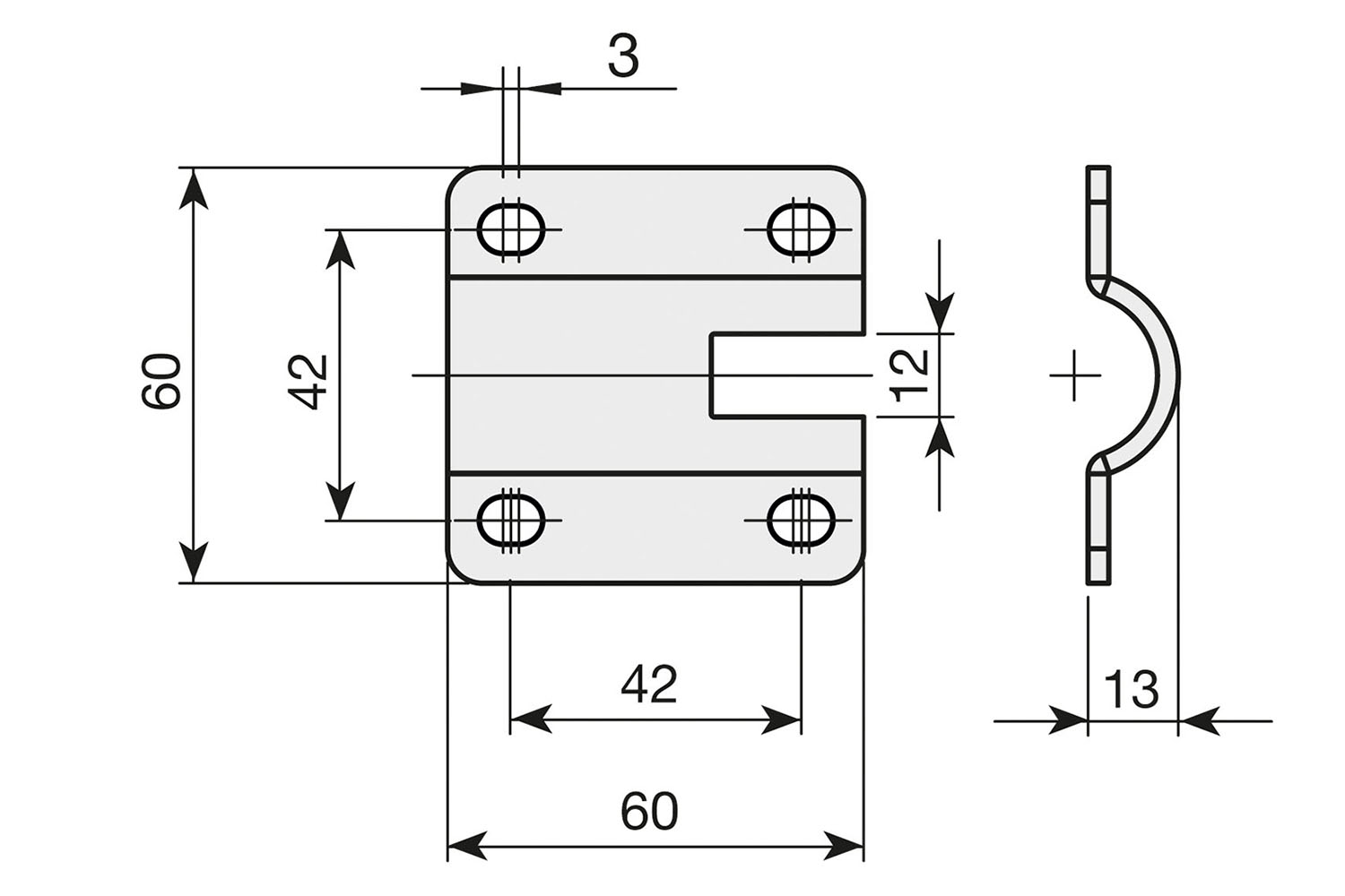 Ophangrail - atlas - opschroefbaar - 60x60mm