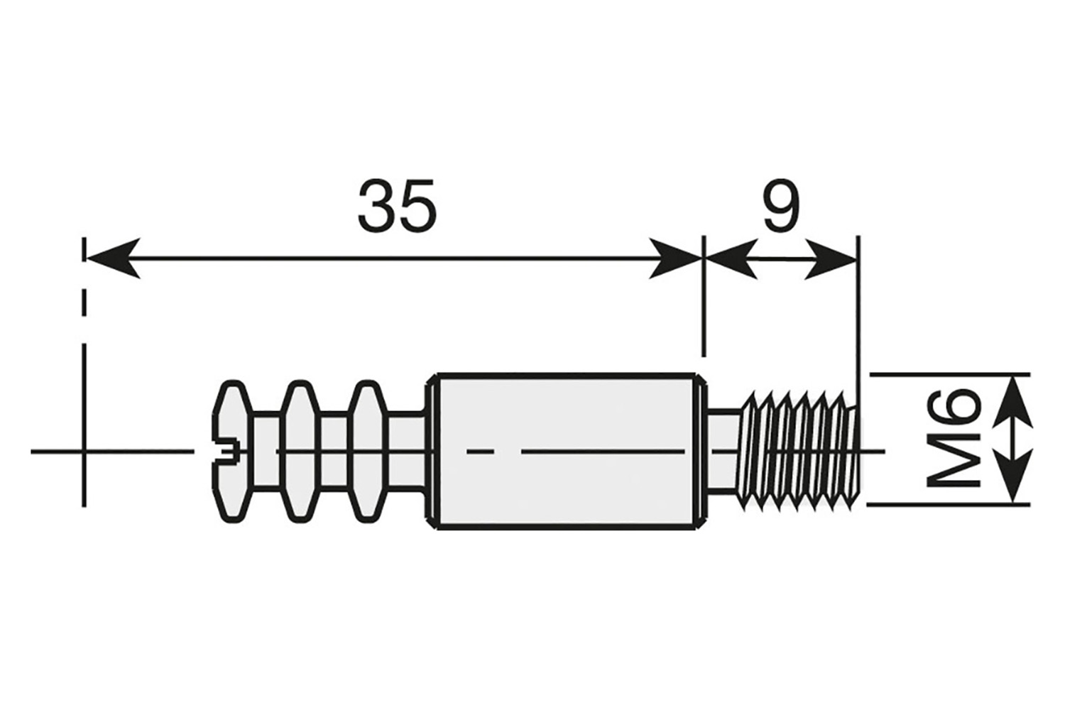 Spiraal excenter Grandes verbindingsbout - 35mm - schroefdraad m6 x 9mm - staal verzinkt