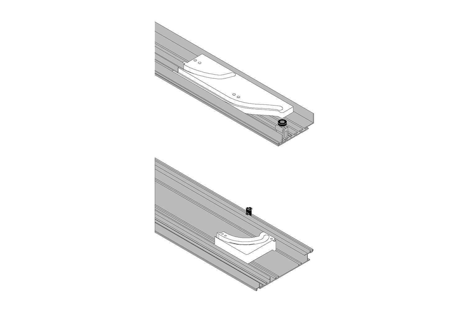 Set boven- en onderrail - systeem online - 2000mm