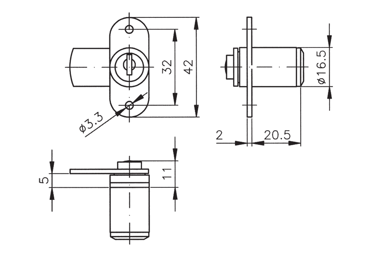 Hevelslot opschroefbaar - klep - opschroefbaar - staal - vernikkeld (excl. inzetcilinder)