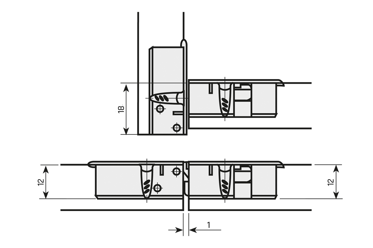 Klepscharnier - 180°