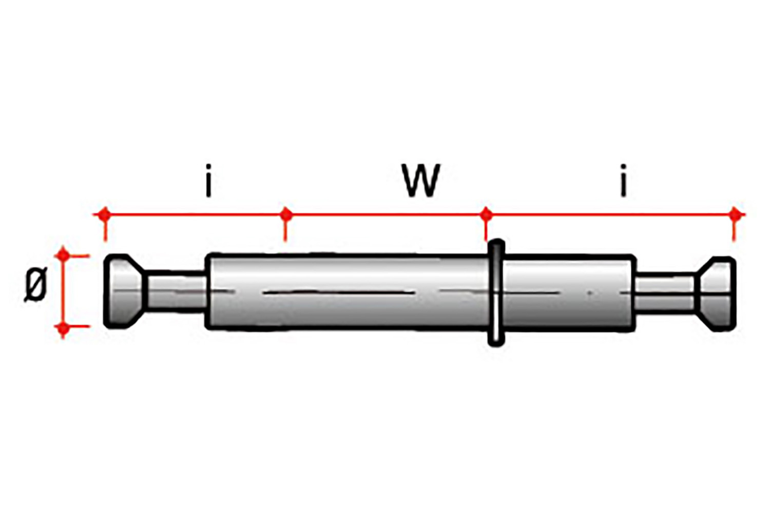 Mini excenter bout - dubbel - Ø7 x 24mm - voor houtdikte 16mm