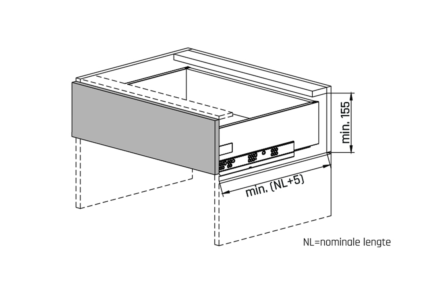 Slimbox - set voor lade h:120mm - met push-to-open/softclose - d: 400mm - mat wit