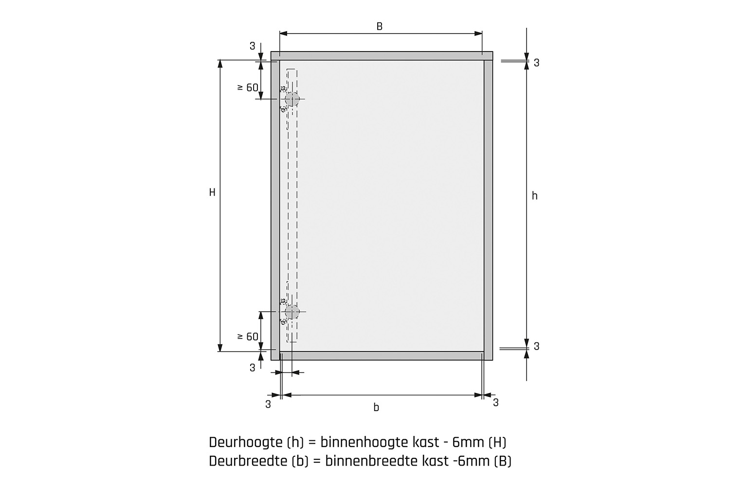 Complete set draai-schuifdeurbeslag - 530mm / 736mm