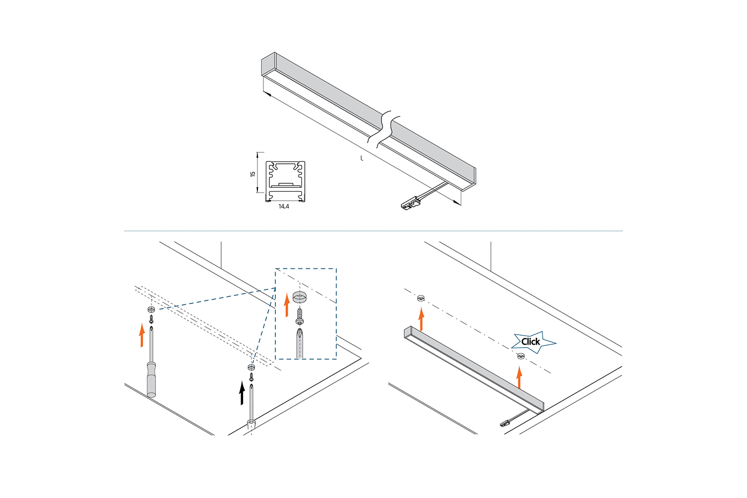 Led opbouw profielverlichting - bali - 2700-6500k - 500mm - rechthoek - rvs-look - 7,0w