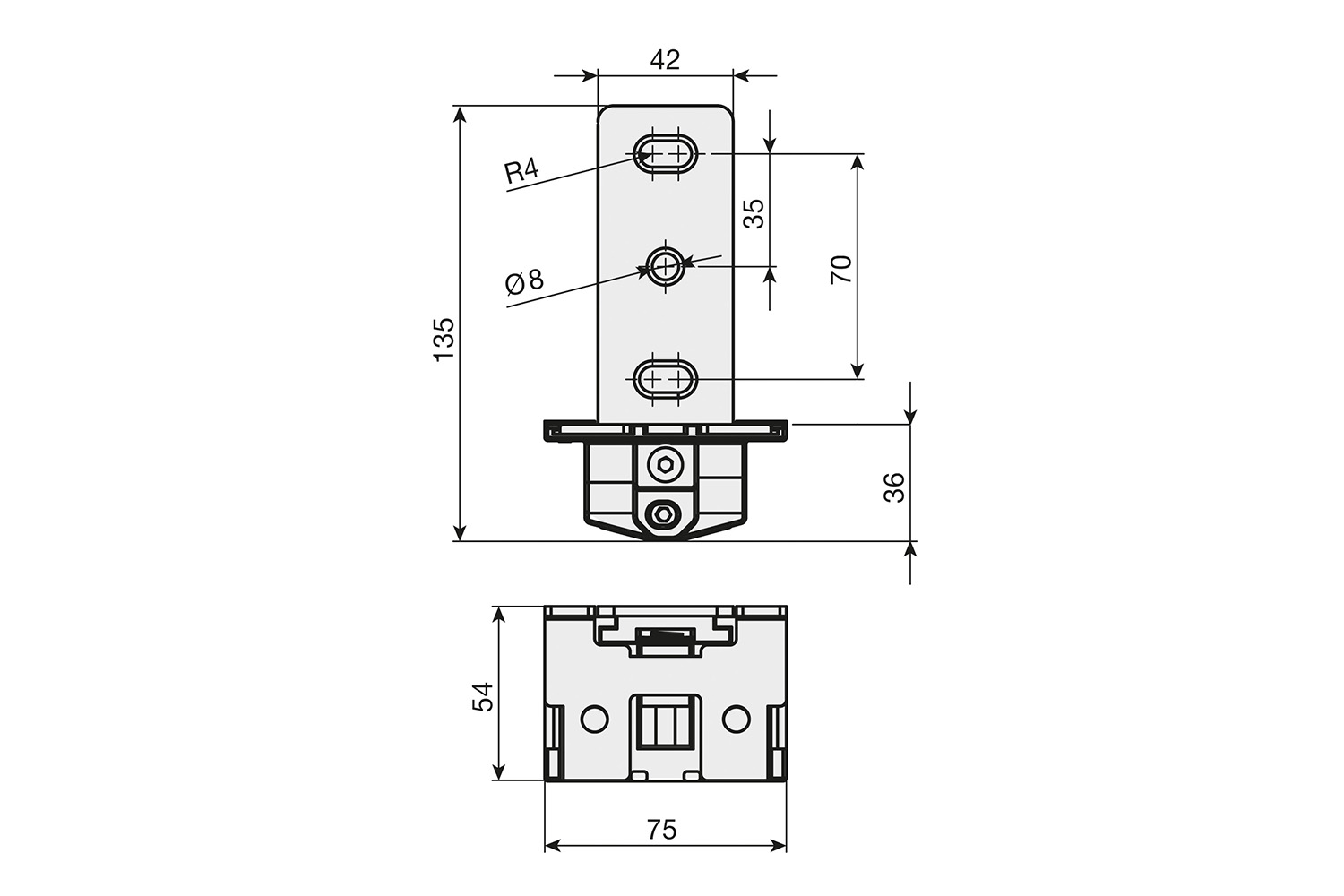 Kaststeun - atlas - inbouw: 3mm - verstelbaar: horizontaal 5,5mm verticaal 6mm