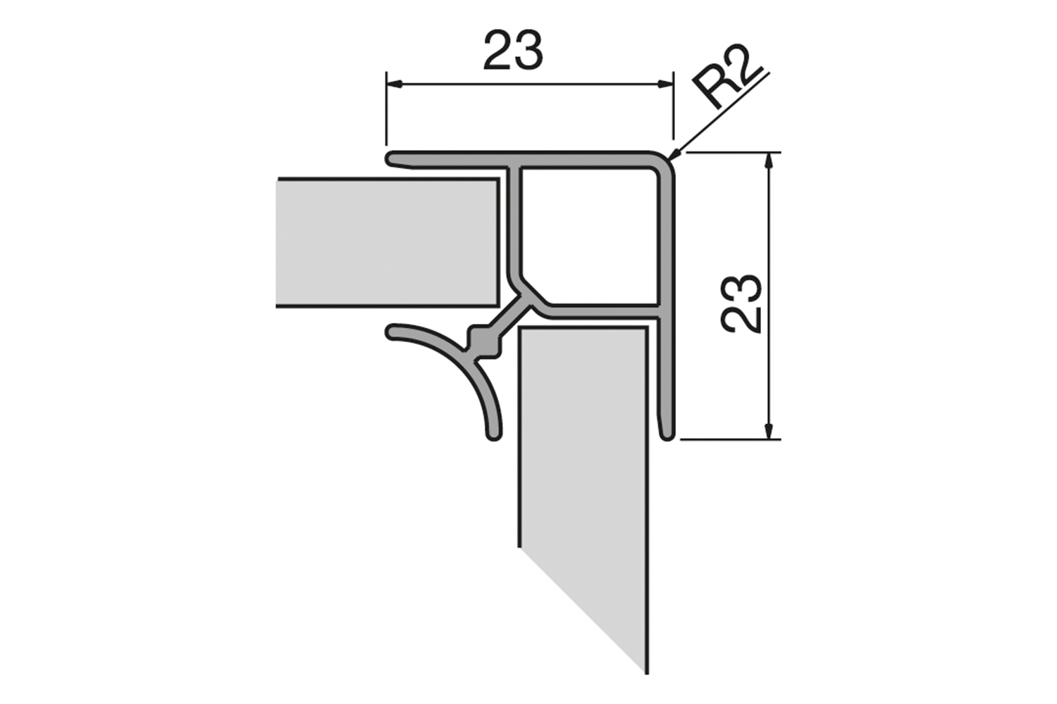 plinthoek 90°  - rvs-look - 100mm