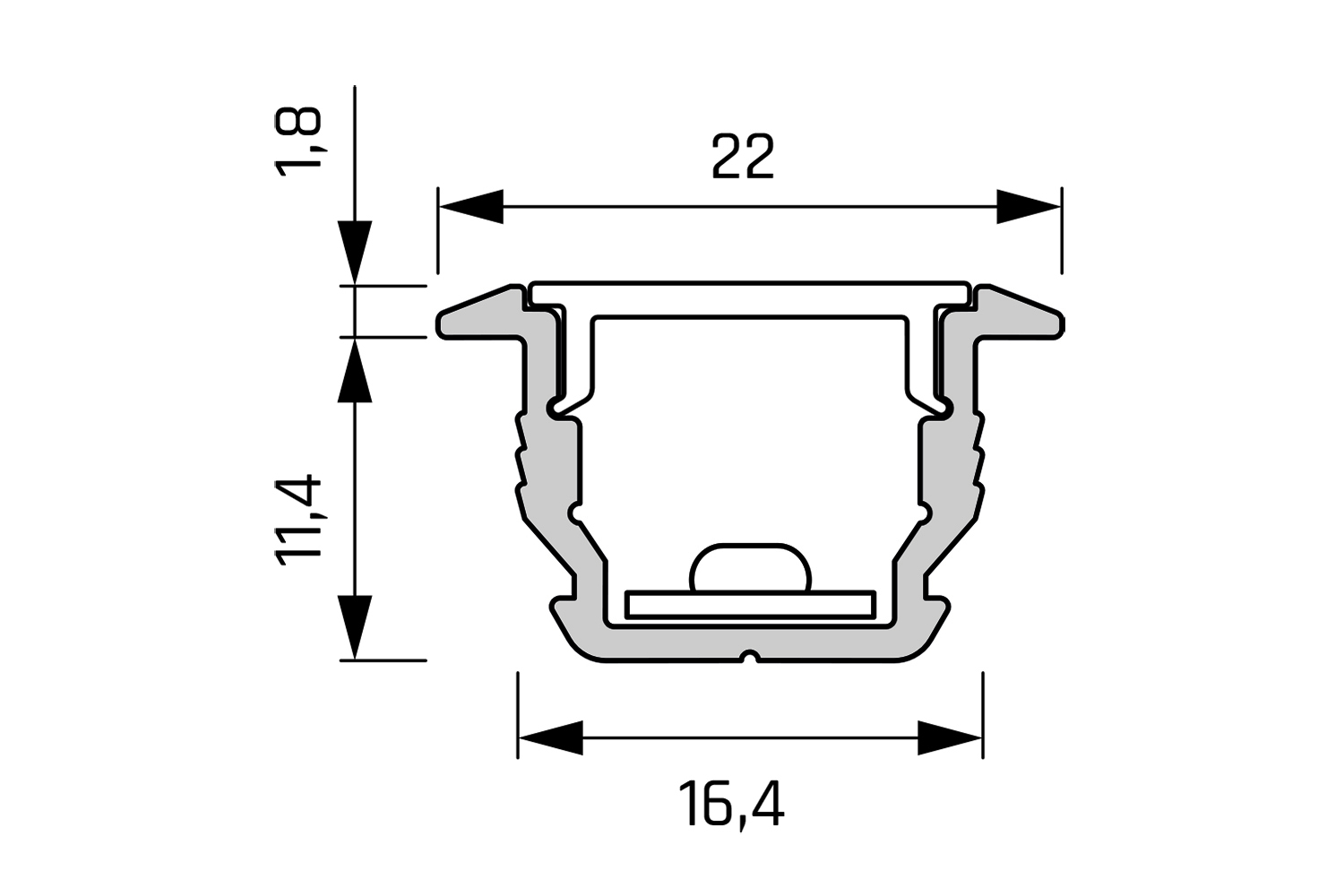 Led inbouw profiel - manila IV - rvs-look - 2500mm - incl. afdekprofiel