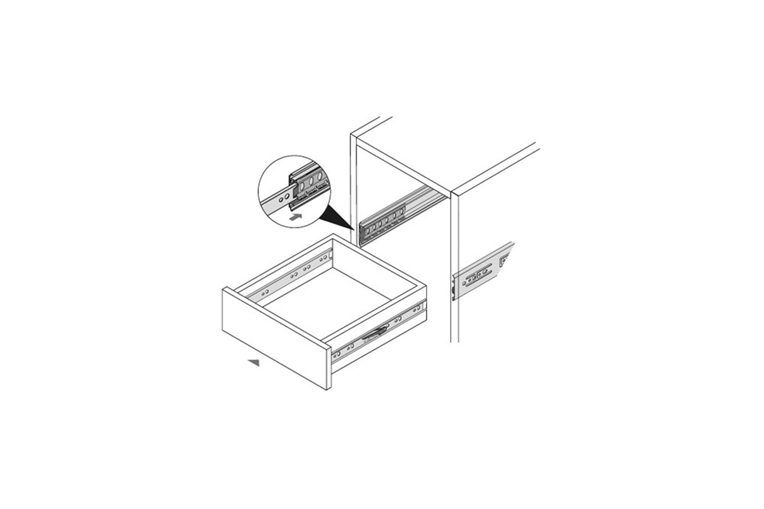 Standaard ladegeleider set - max. 40kg - volledig uittrekbaar - 300mm