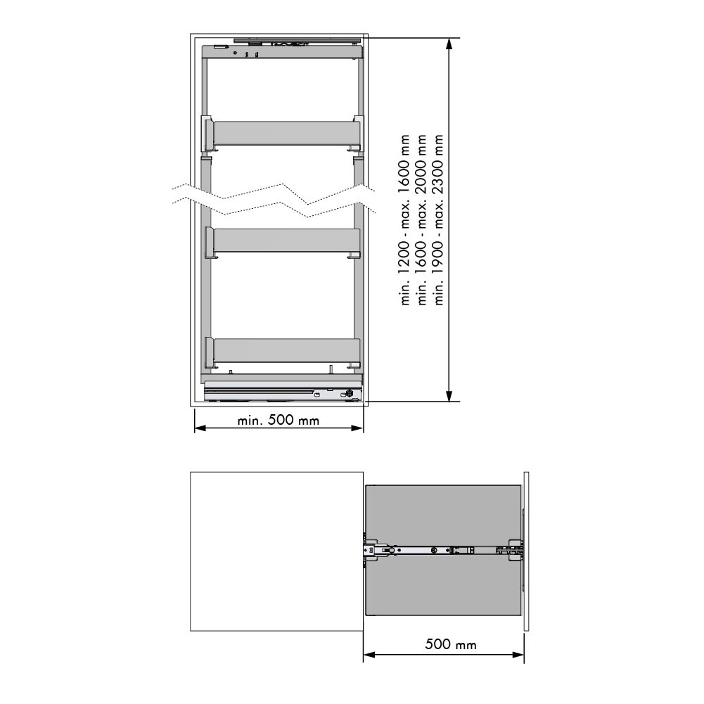 Nova flat apothekerskast - 300-350mm - antraciet - 5 manden