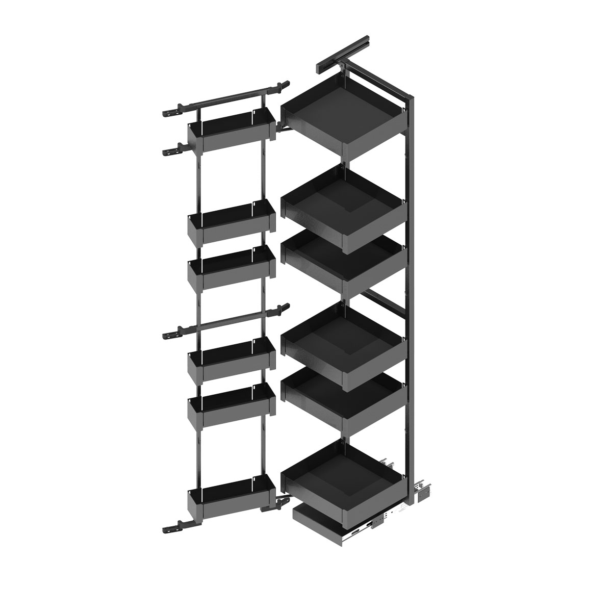 Nova flat luxe hoog uittrekframe met deurorganizer - 450mm - antraciet - 6 manden