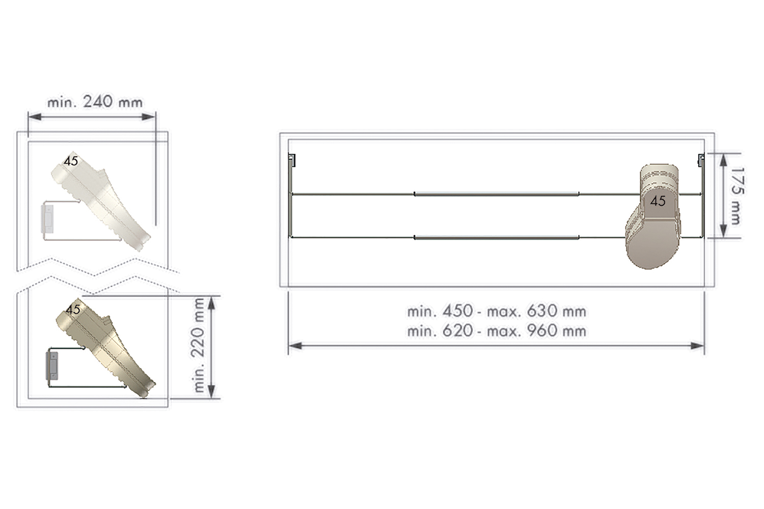 Chromen schoenenhouder - 450-630mm