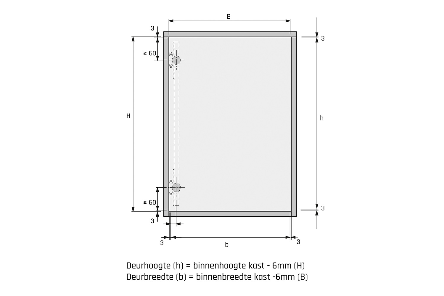 Complete set draai-schuifdeurbeslag - 530mm / 480mm