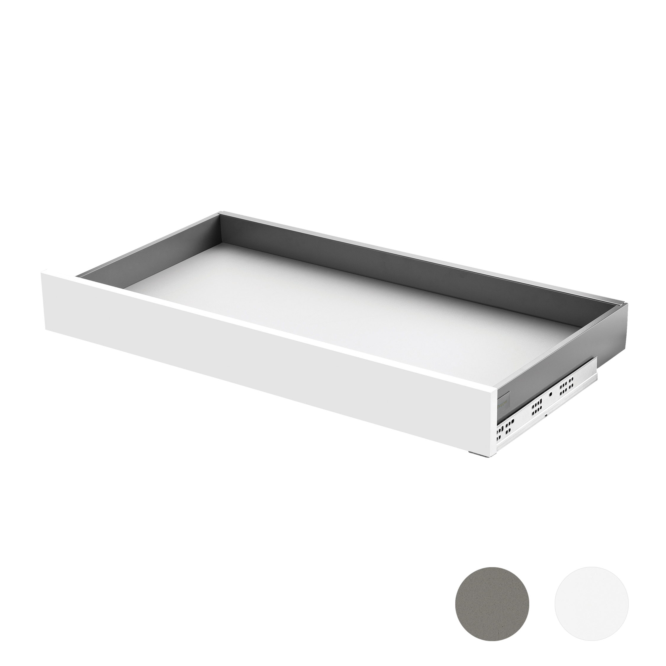 Slimbox - set voor lade h:80mm - met push-to-open/softclose - d: 400mm - mat wit