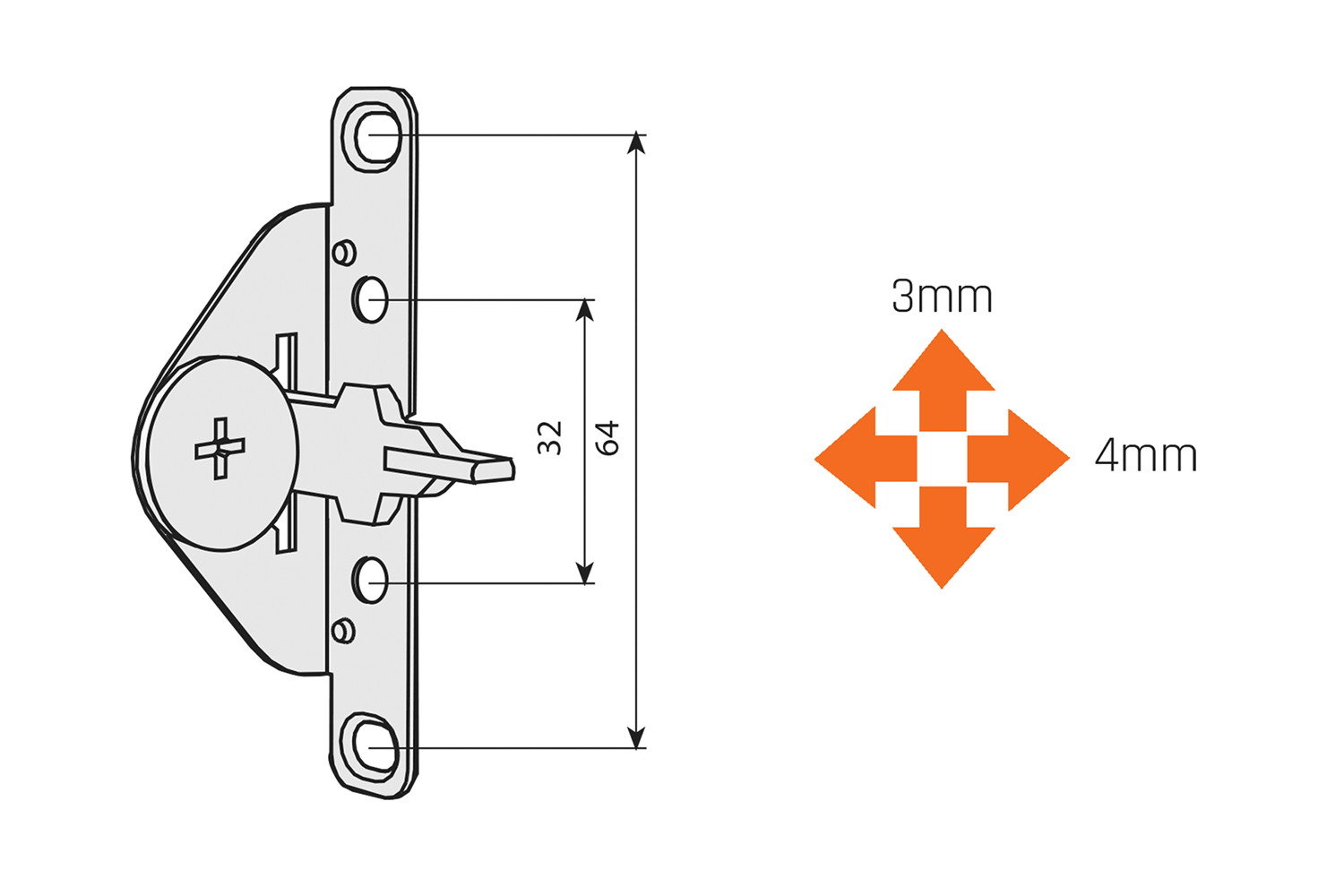 Set frontverbinders met snelmontage voor 86/118/150mm hoge lades - Supra