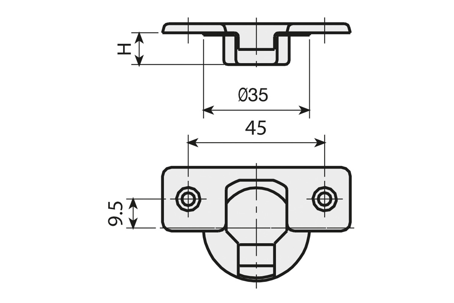 Potscharnier - Mesuco 143 - 110° - volledig opdek - opschroefbaar