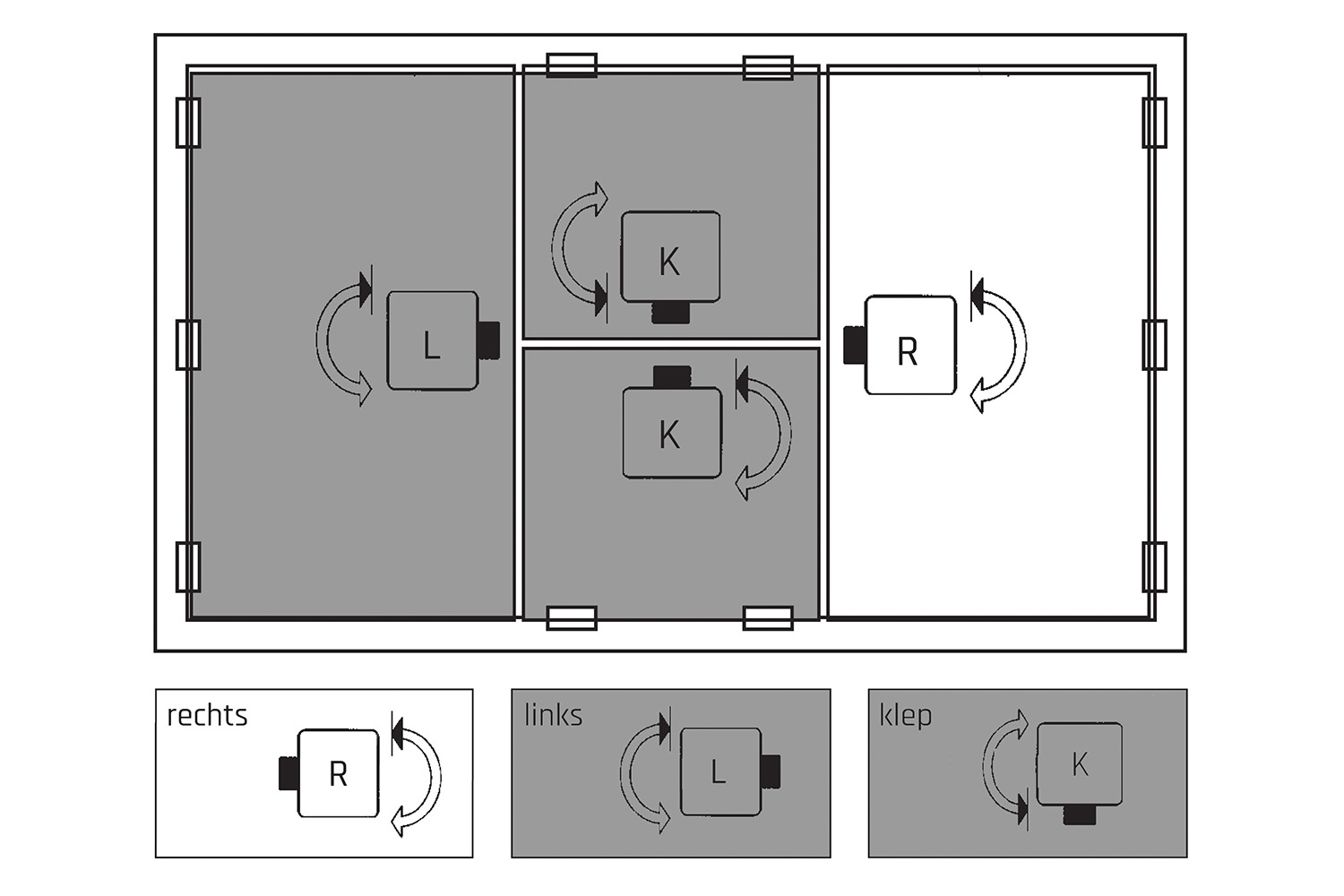 Cilinderknop voor espagnoletslot - rechts - vernikkeld-mat