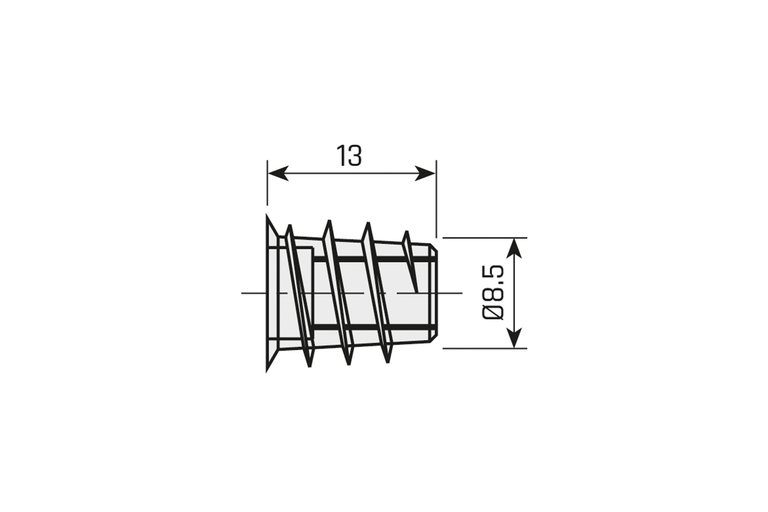 Mof - M6 - Ø8,5 x 13mm - zamak