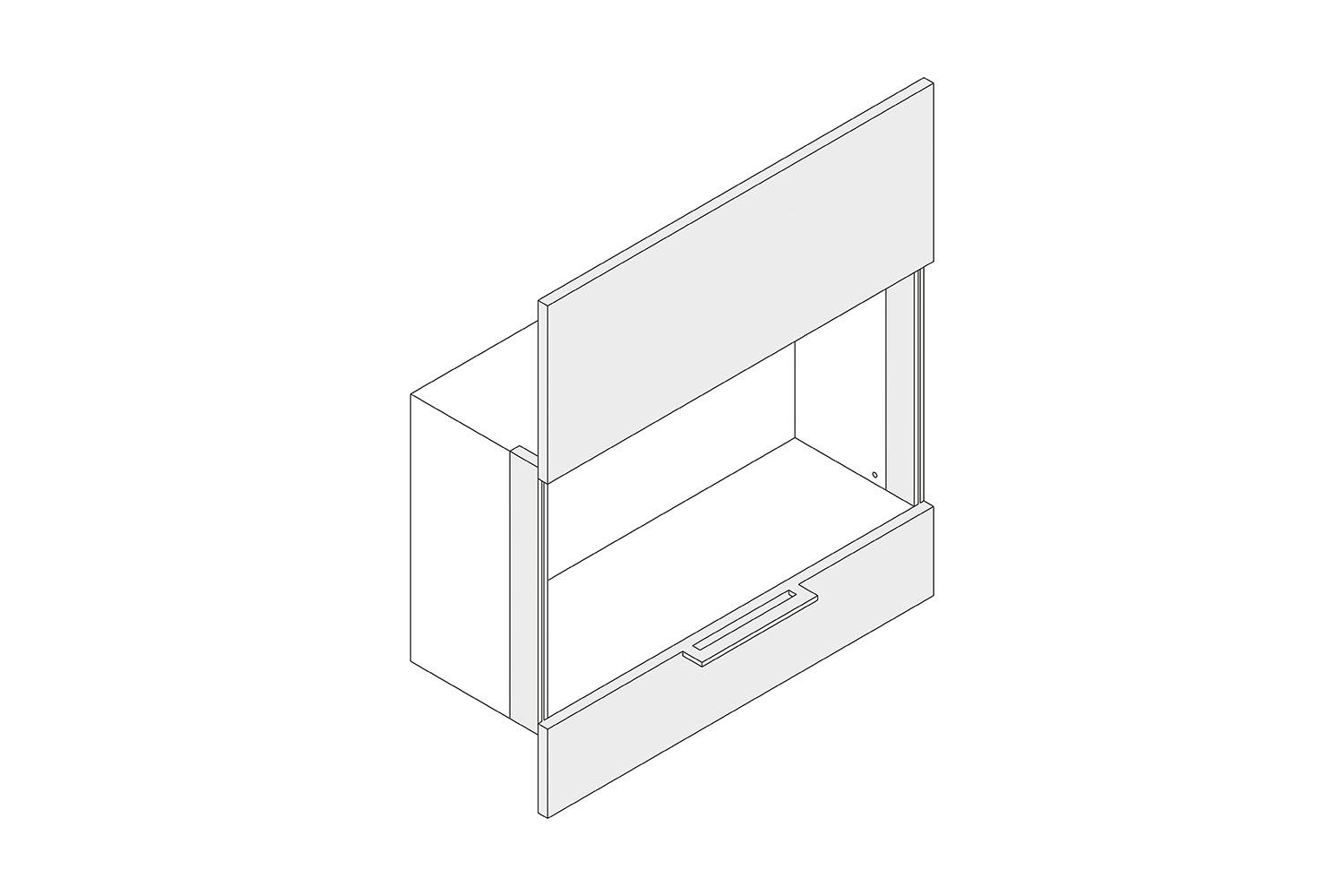 Complete set beslag voor 2 ongelijke deuren (2:1) - voor verti-go - 600mm - inclusief softclosing