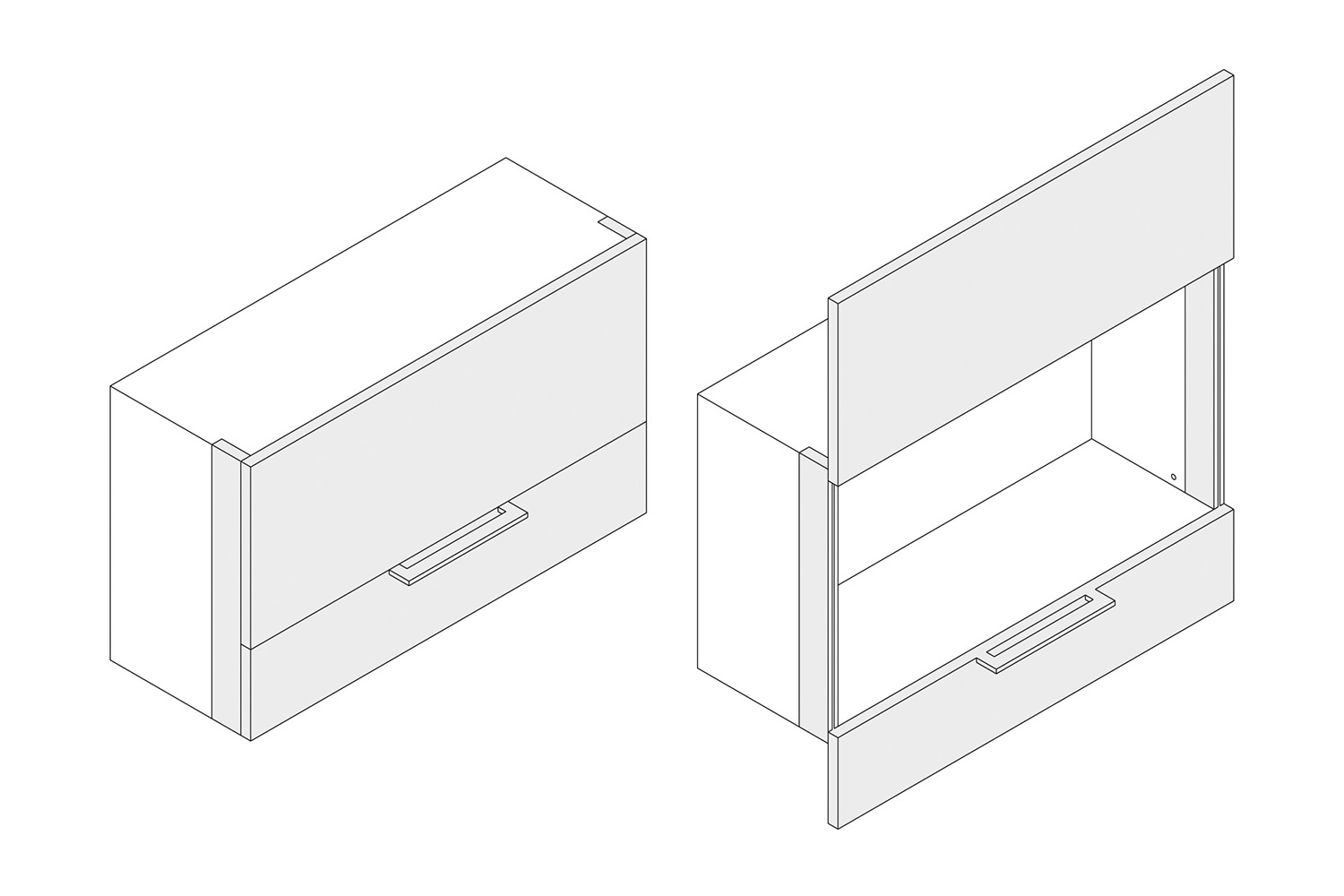 Complete set beslag voor 2 ongelijke deuren (2:1) - voor verti-go - 600mm - inclusief softclosing