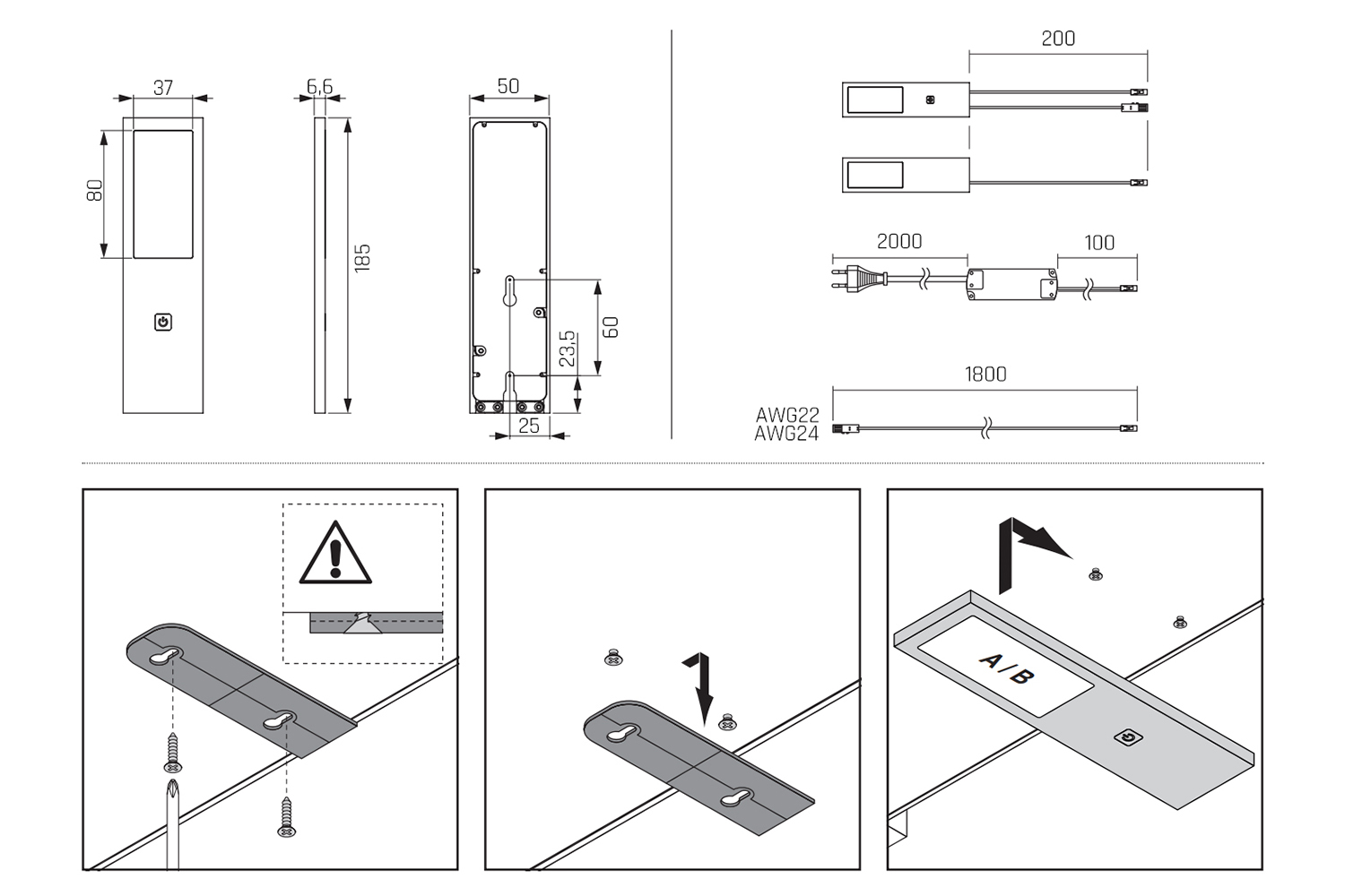 Six big - opbouw led spot set - mat zwart - set van 3