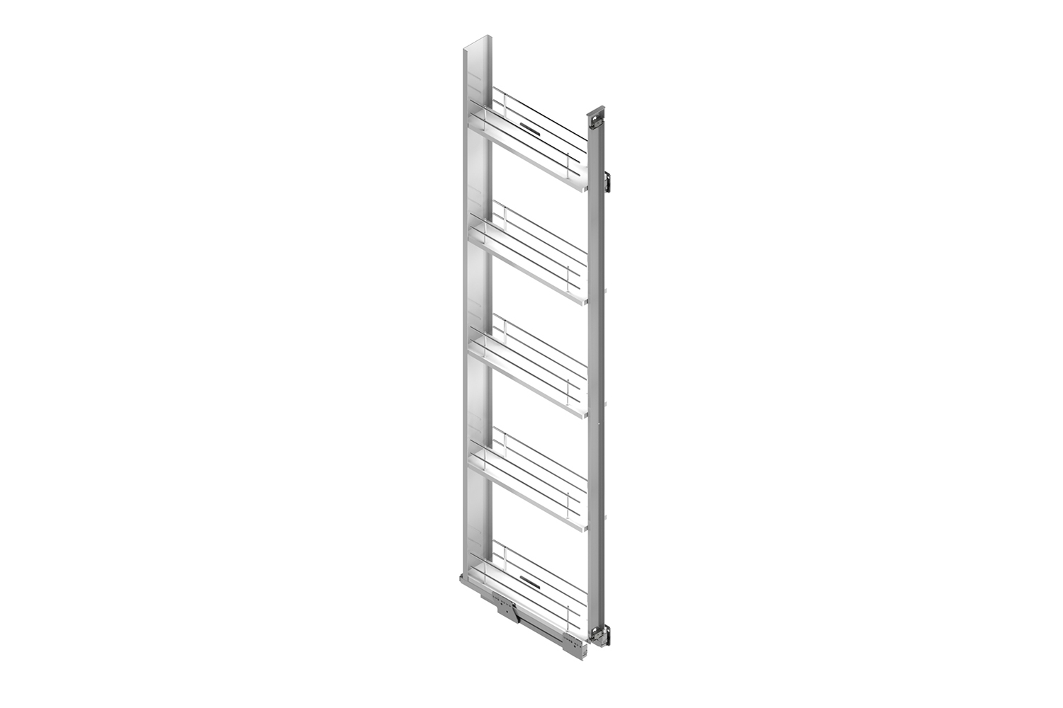 Smalle apothekerskast - wit - chromen draadreling - 150mm - 5 plateaus