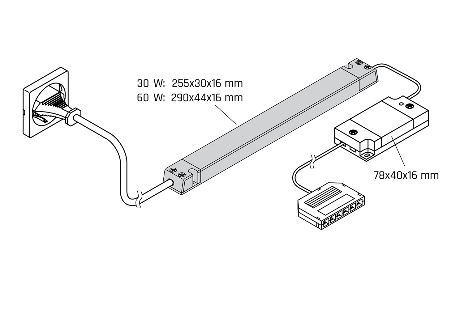 Uitbreidingsset trafo met ontvanger - 12v - 30w - voor gebruik met afstandsbediening - met 6-weg aansluiting - kleurtemp. instelbaar - 1-kanaals