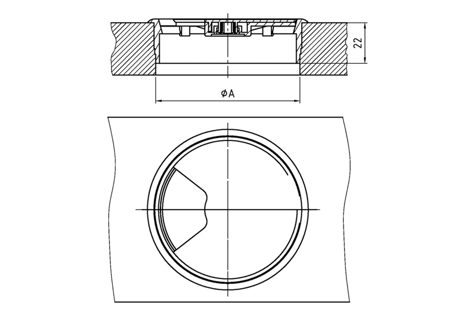 Kunststof kabeldoorvoerkap - zwart - 60mm