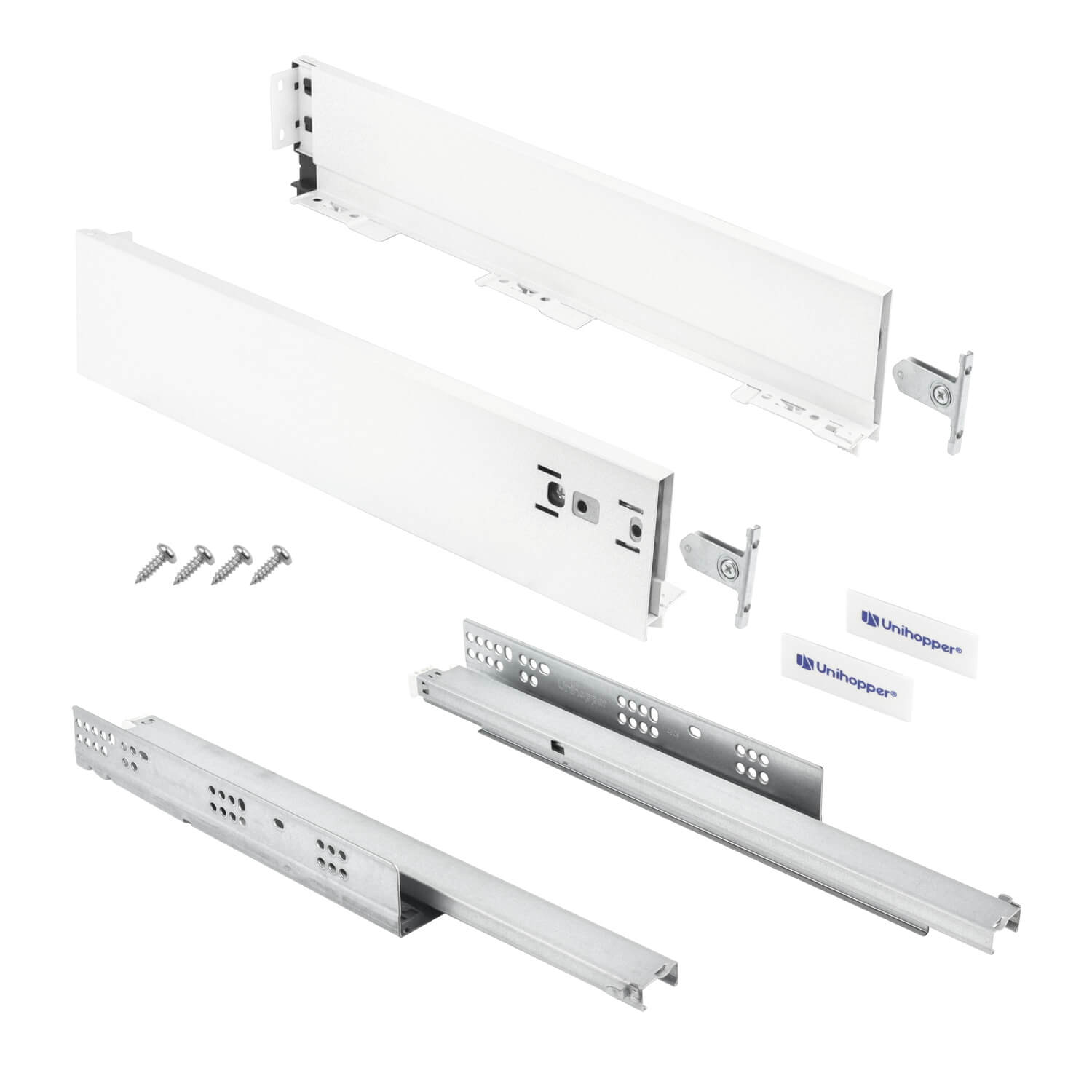 Slimbox - set voor lade h:80mm - met push-to-open - d: 270mm - mat wit