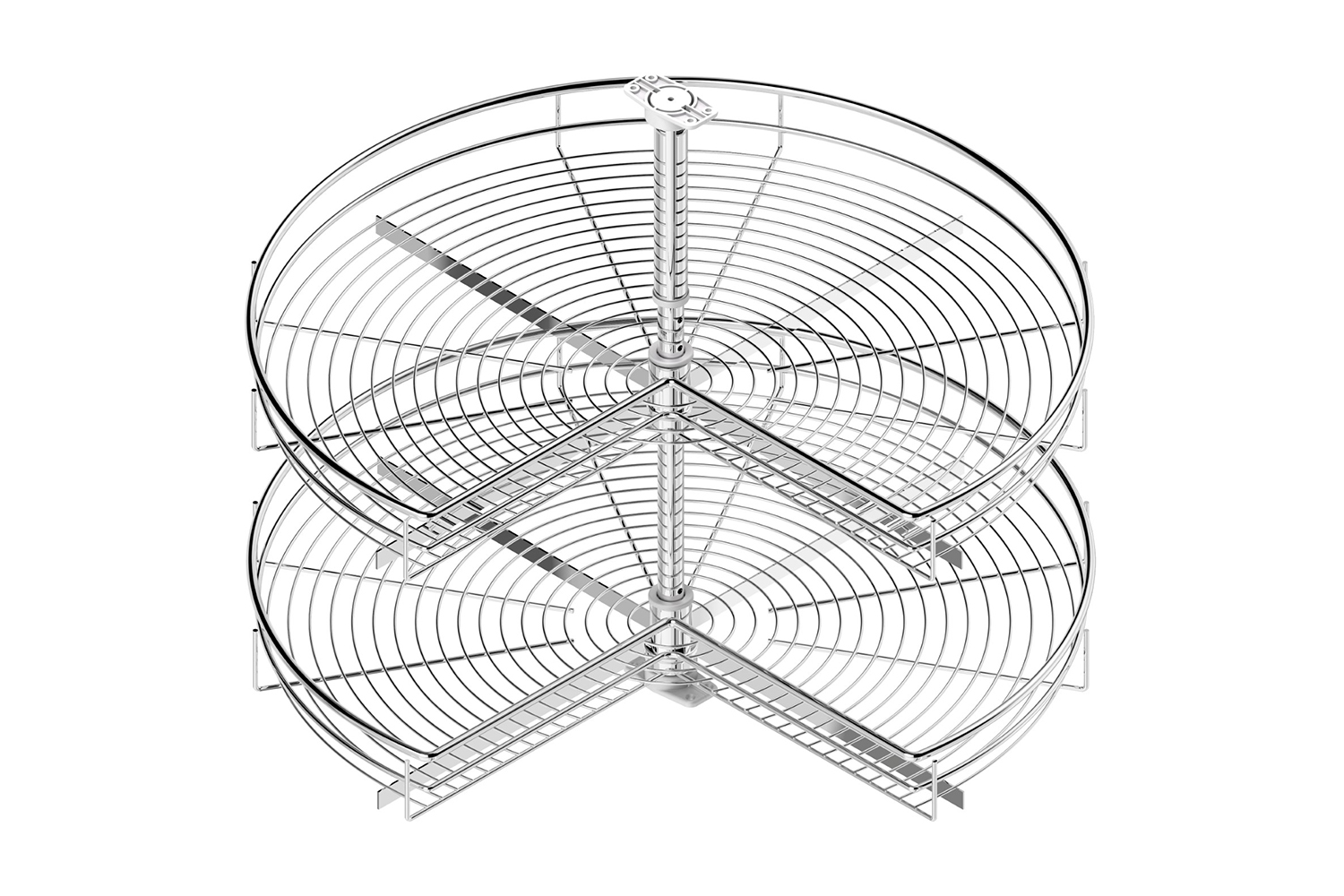 Draaicarrousel 3/4 rond met chromen draadmanden - Ø700mm