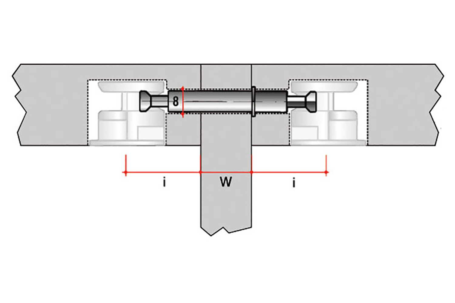 Mini excenter bout - dubbel - Ø7 x 24mm - voor houtdikte 19mm