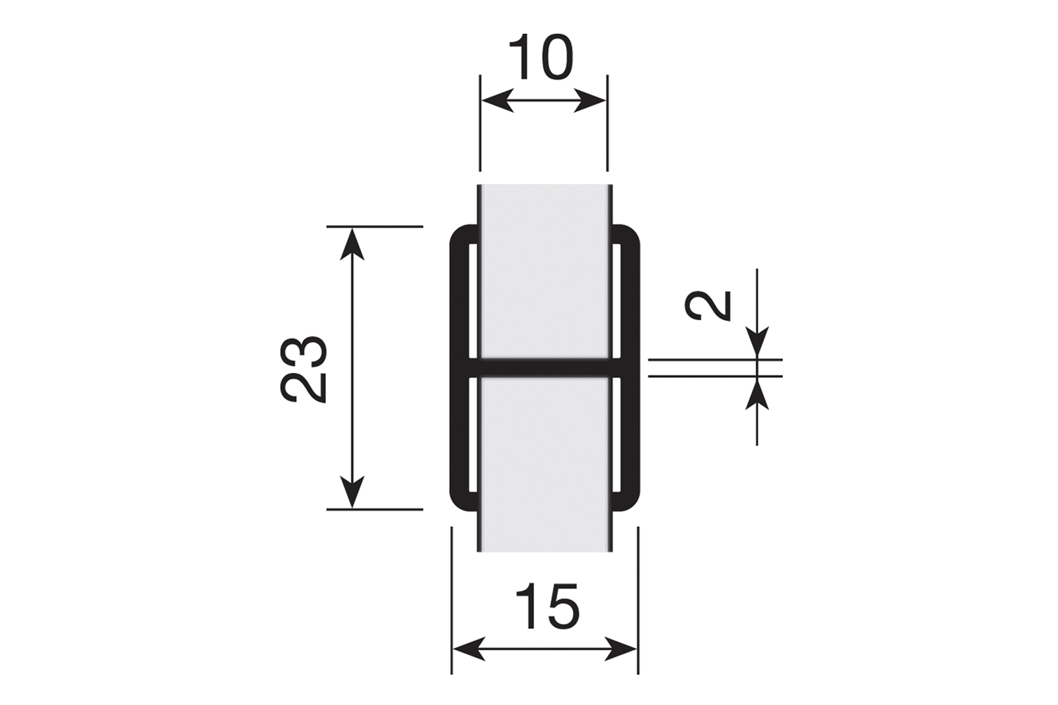 Dwarsprofiel (voor vlakverdeling) - voor Paso - 2000mm - aluminium - wit - voor 10mm panelen