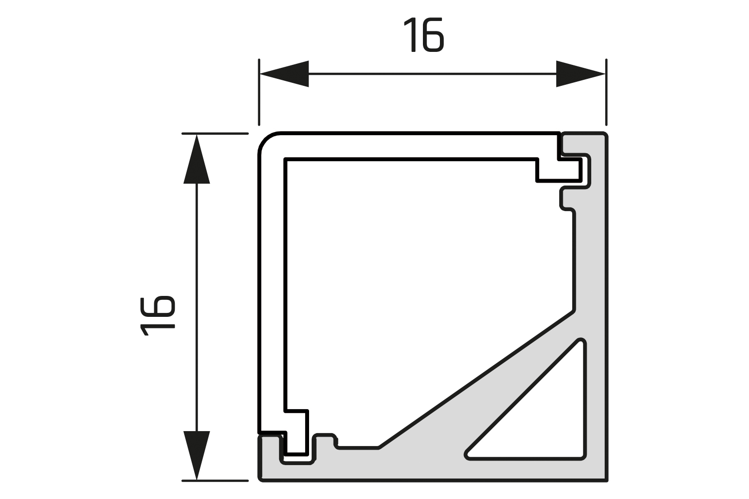 Led opbouw profiel - quattro mini - rvs-look - 2500mm - incl. afdekprofiel