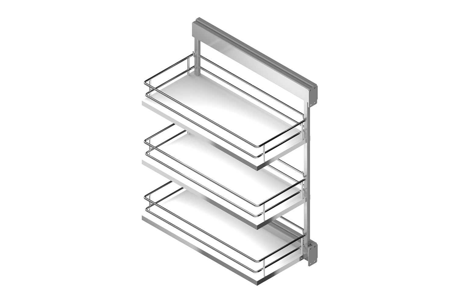 Uittrekframe met 3 manden met melamine bodem - links - 300mm