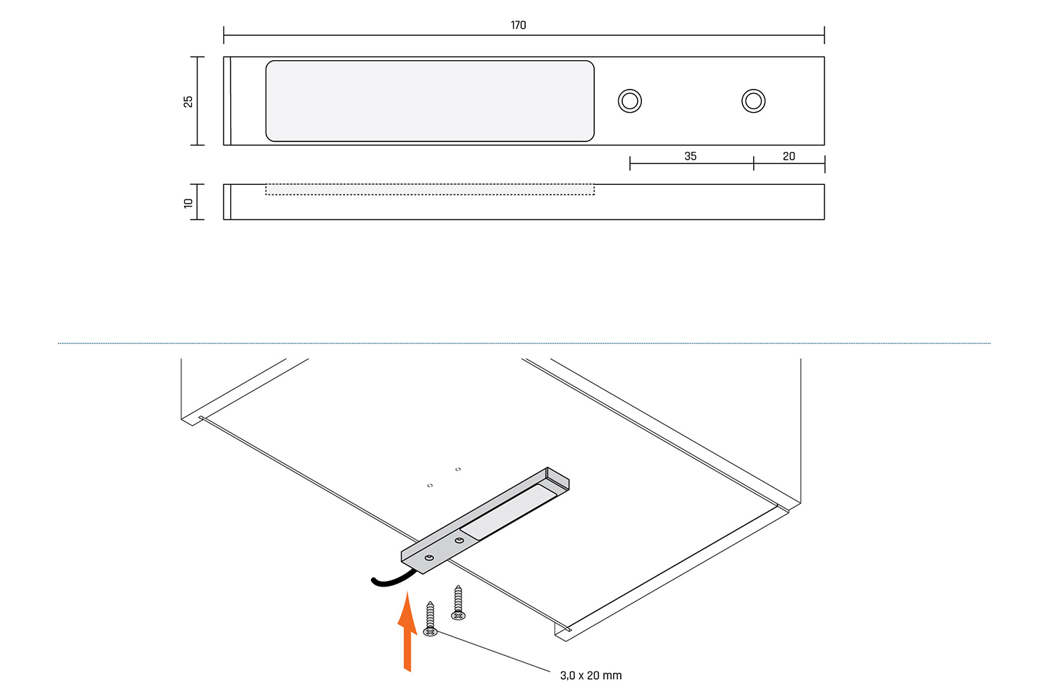 Led opbouw spot - rettangolo lfl - 2700-6500k - 170mm - rechthoek - mat zwart - 3,1w - 12v