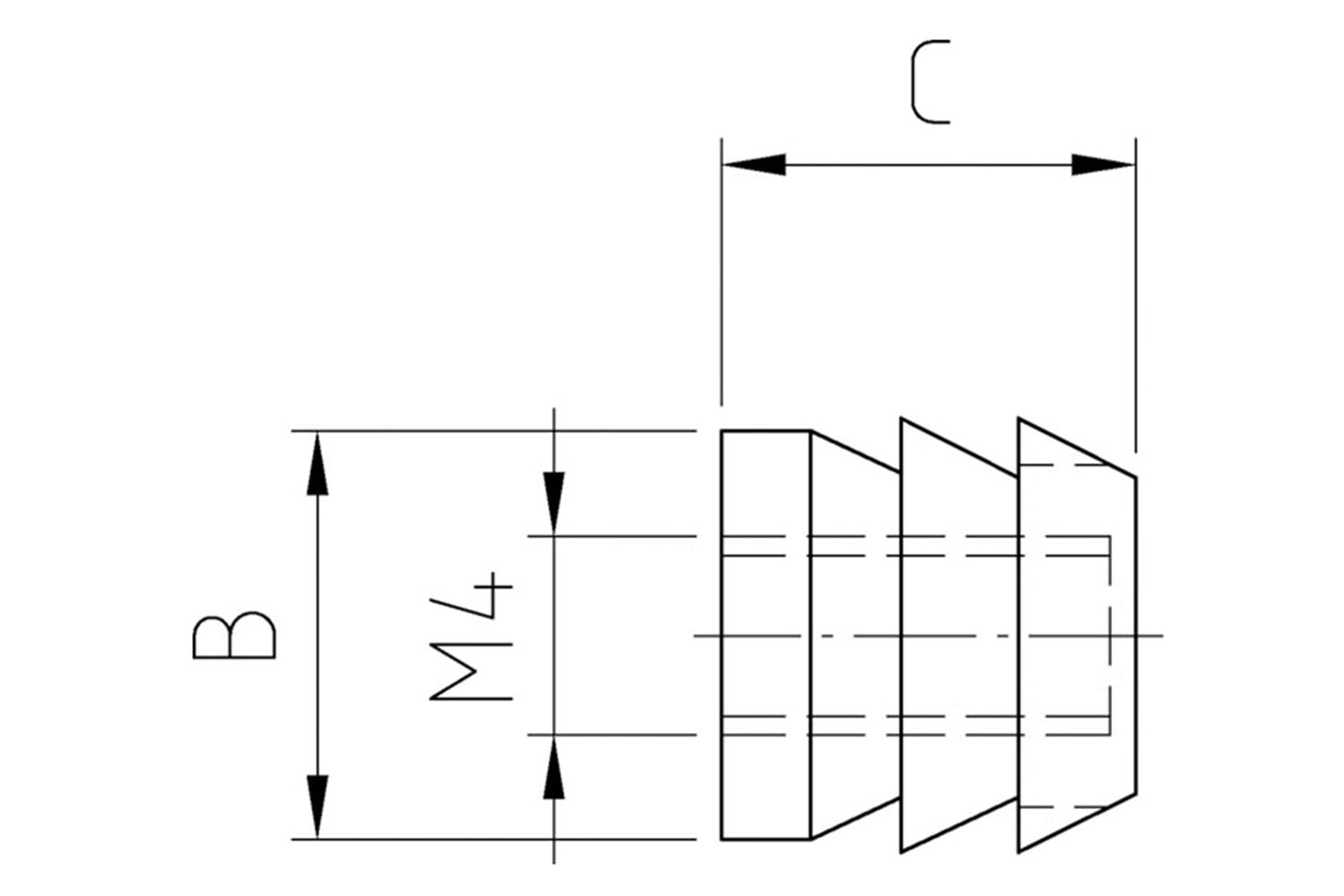 Inslagmof - M4 - Ø8 x 8mm - kunststof wit