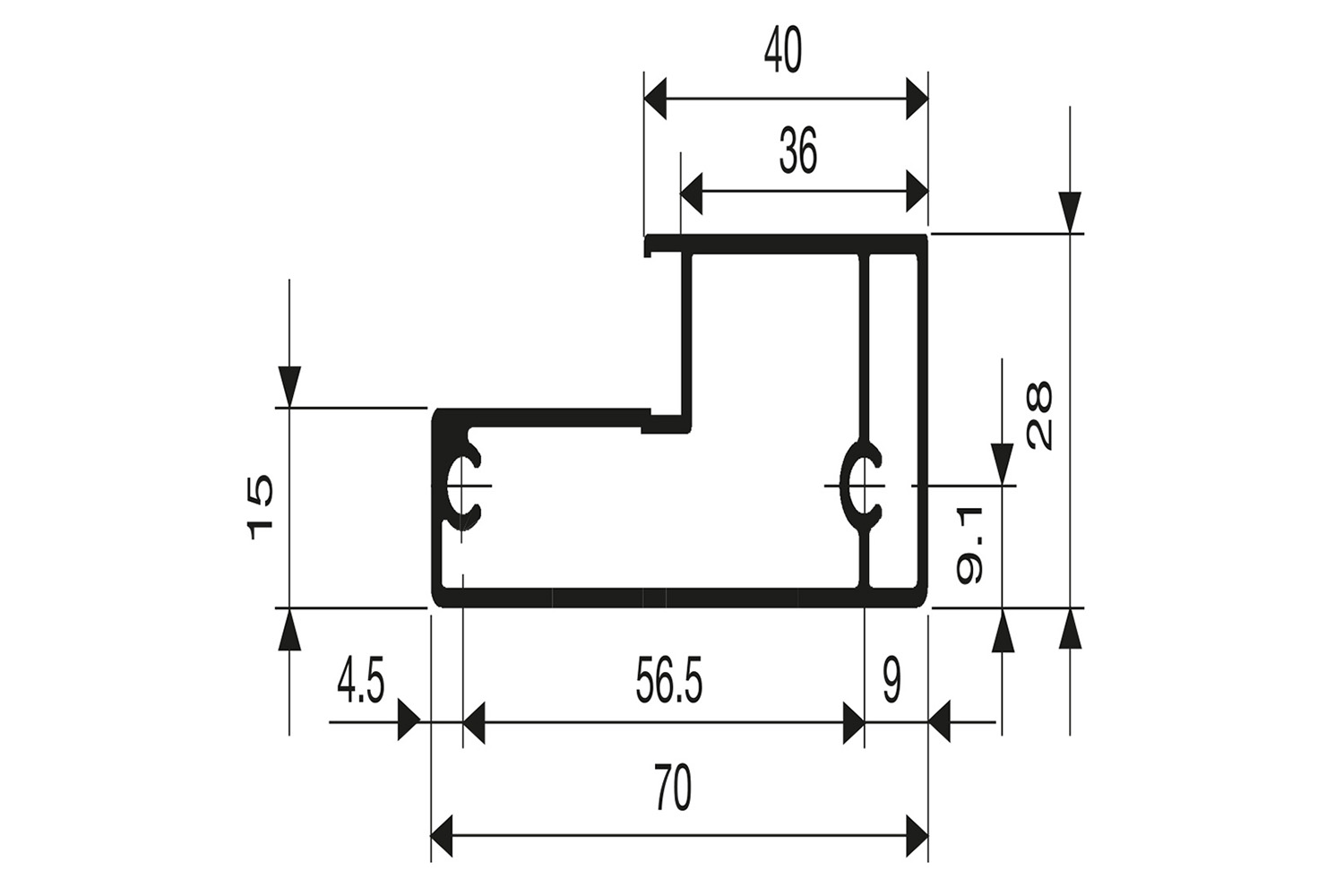 Deurprofiel - voor Screen 4 - 6000mm - aluminium - mat - hoog model