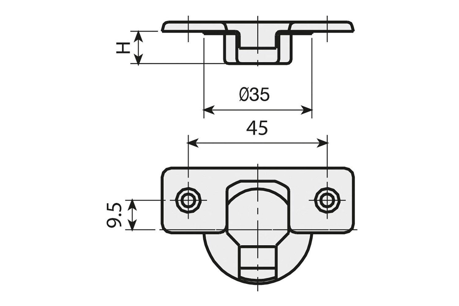 Potscharnier - Mesuco 143 - 95° - volledig opdek - opschroefbaar