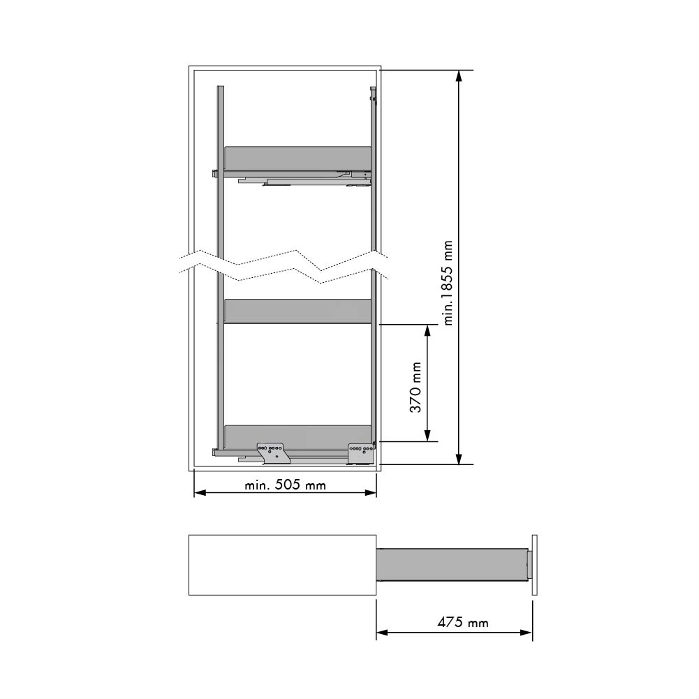 Smalle apothekerskast - nova flat - antraciet - 150mm - 5 manden