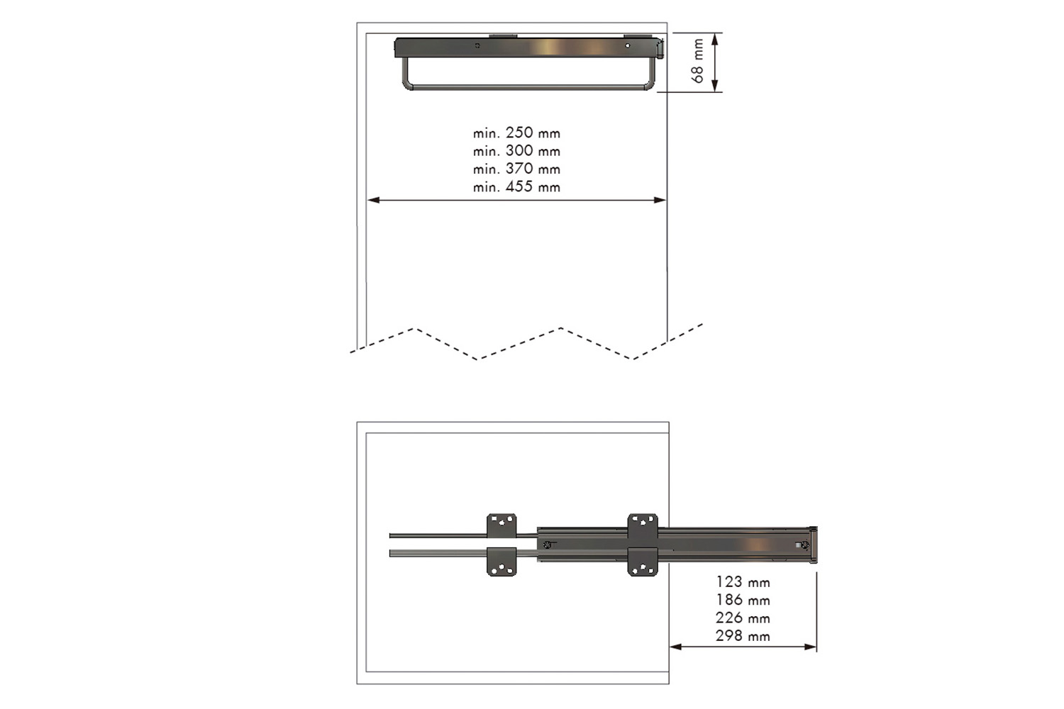 Luxe uittrekbare garderobehouder - zilvergrijs - 240mm