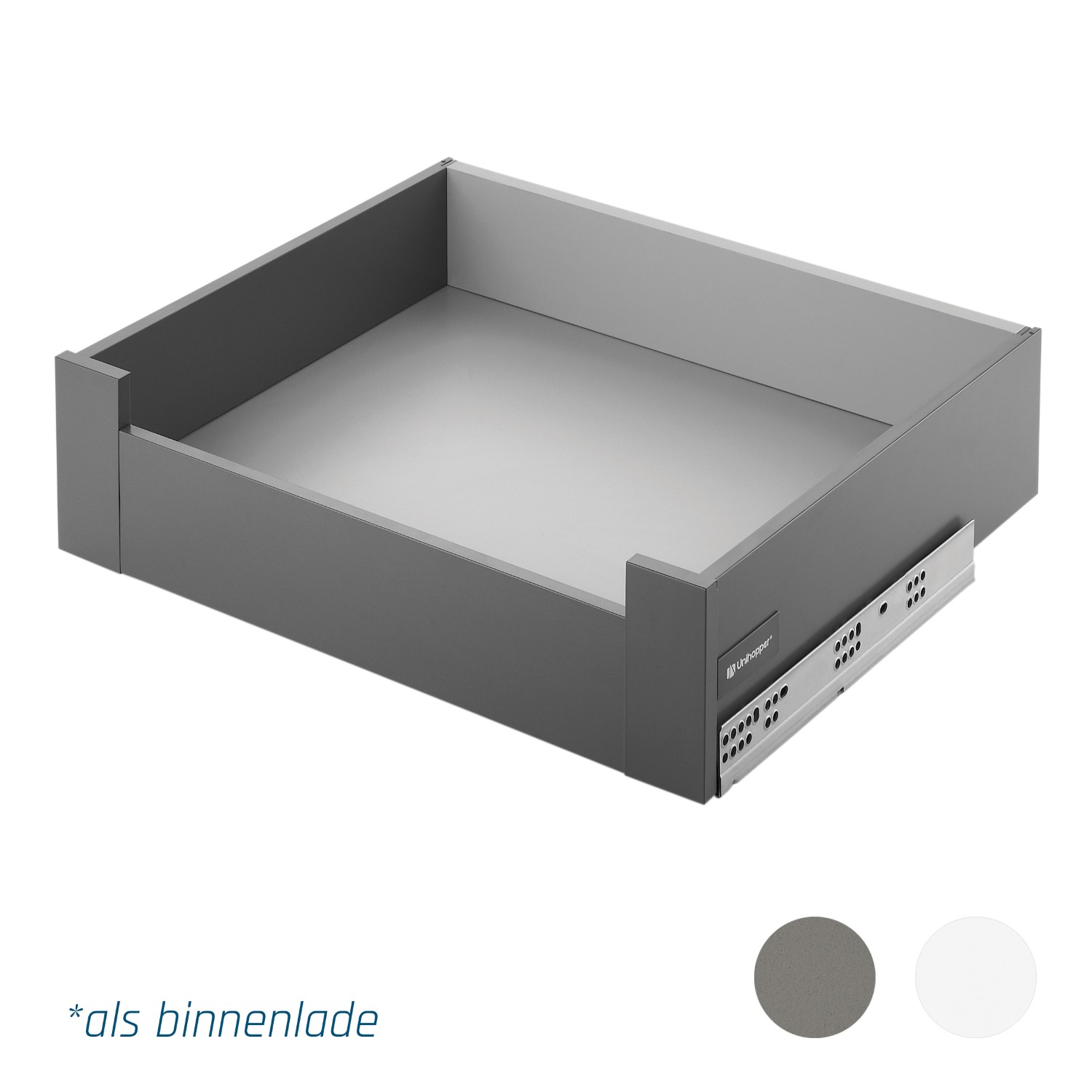 Slimbox - set voor lade h:120mm - met push-to-open/softclose - d: 400mm - mat wit