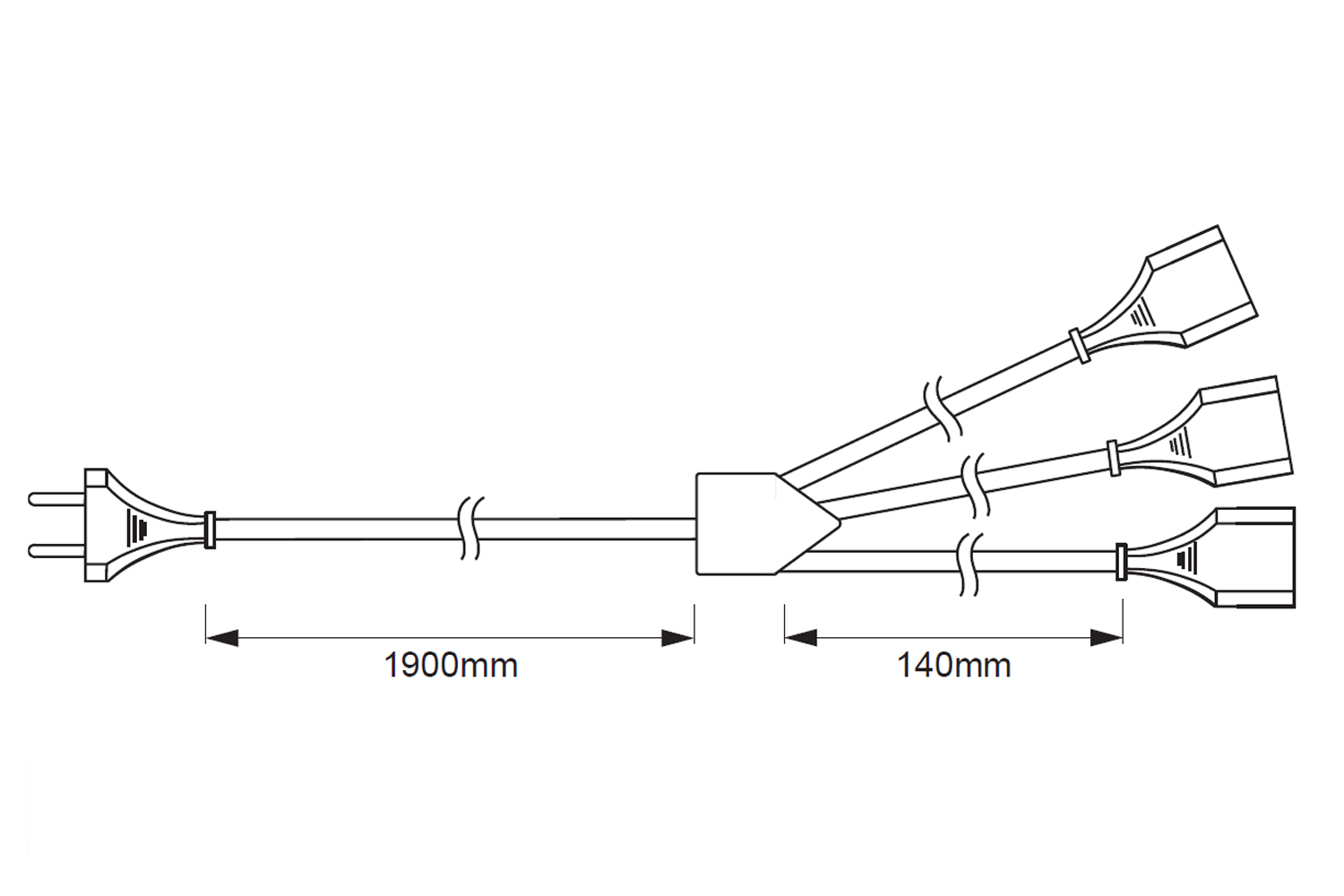 Y-verdeler - 220-240v - 1900mm