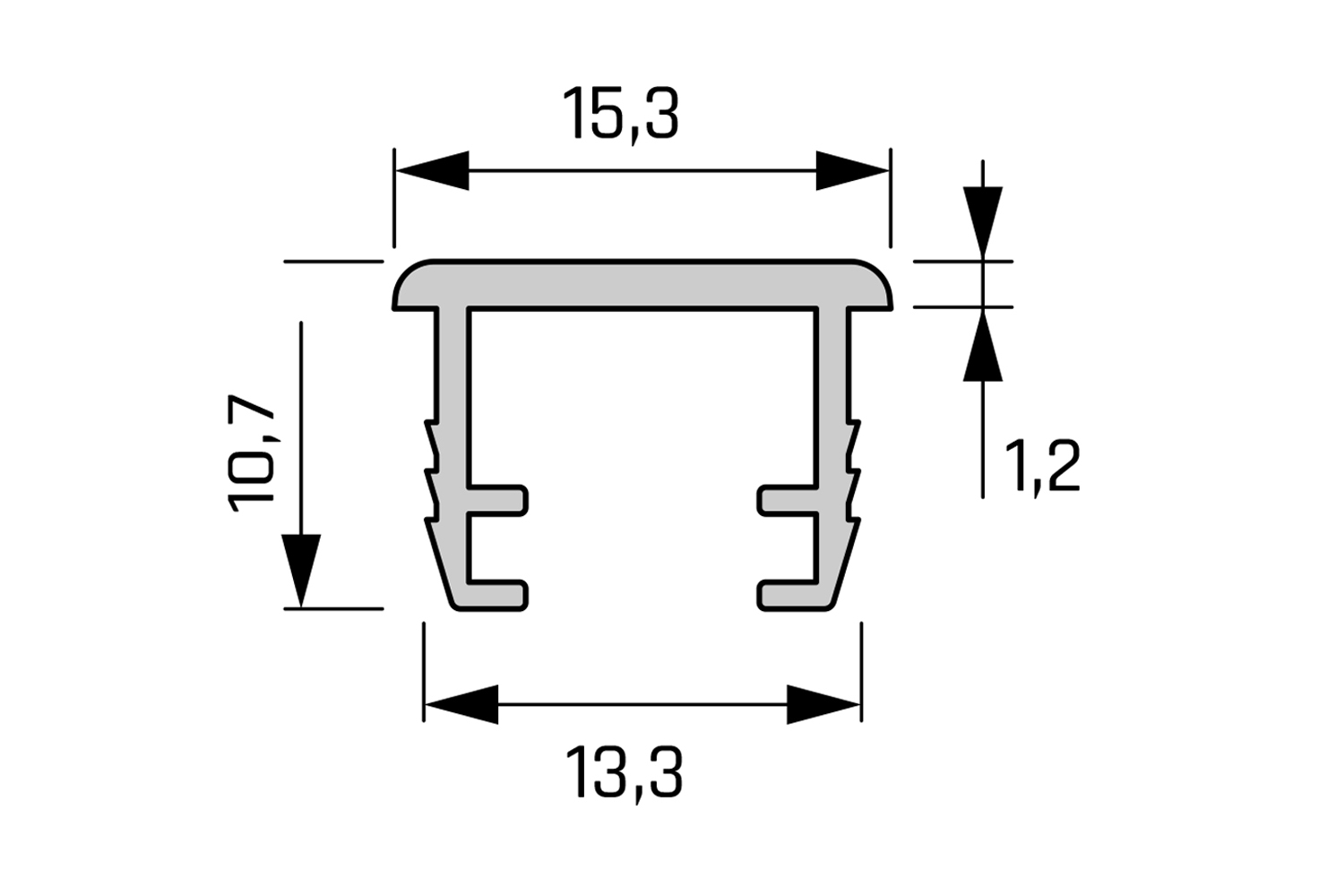 Led inbouw profiel - nutprofil - transparant - 2000mm