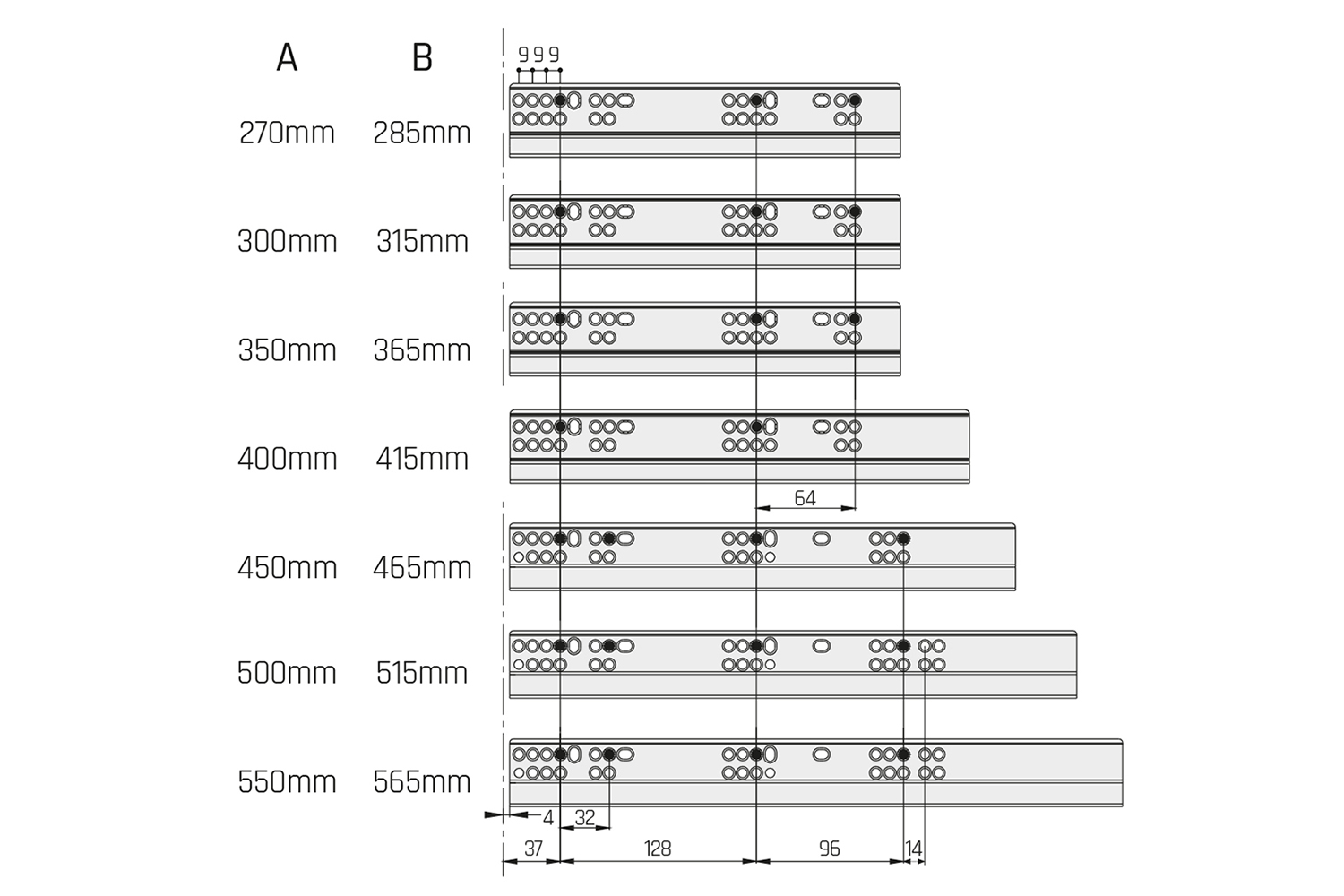 Set eurosoft 3d geleiders (li/re) - 270mm - tot 18mm wanddikte - volledig uittrekbaar - softclosing