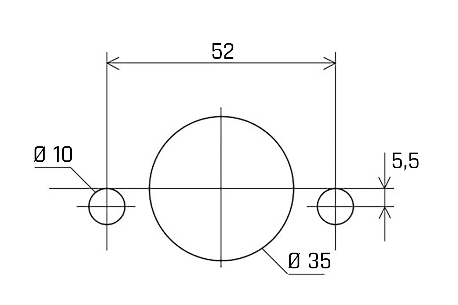 Boormal drilljig - scharnieren en kruismontageplaat - Ø35 mm / 2 x Ø10 mm