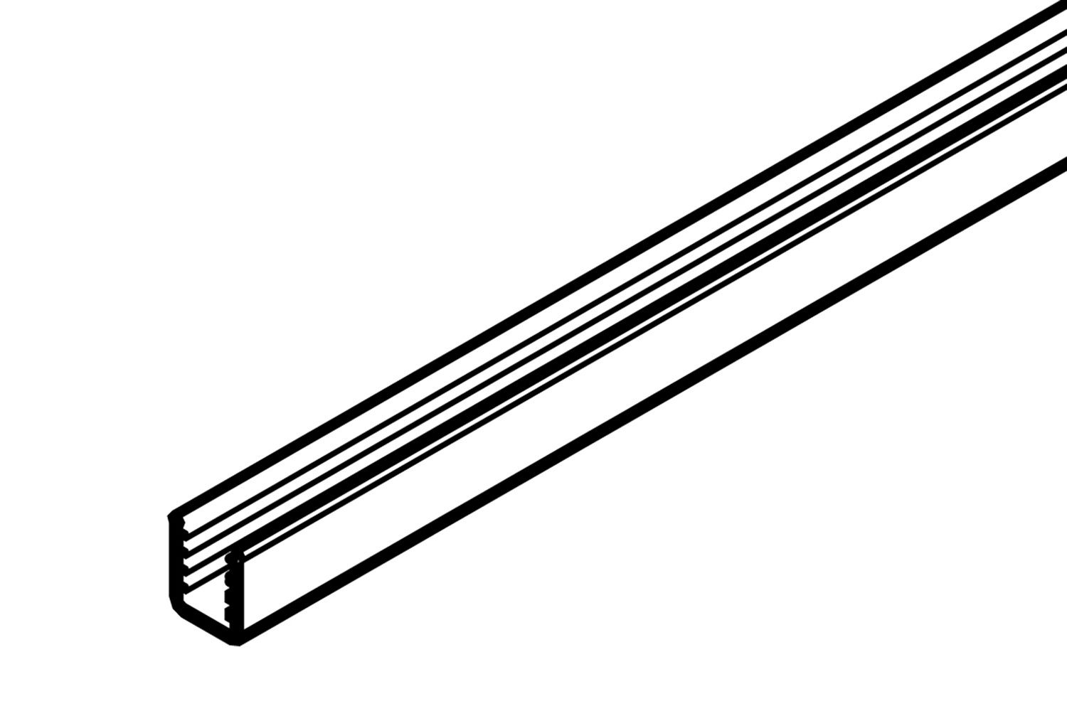 Glasprofiel tbv 6mm glas - voor glasschuifdeur - 5000mm - kunststof - transparant