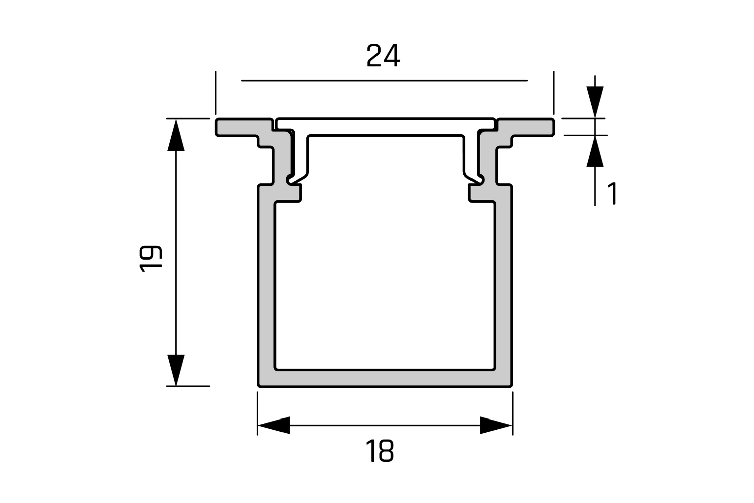 Led inbouw profiel - prag - rvs-look - 3000mm - incl. afdekprofiel