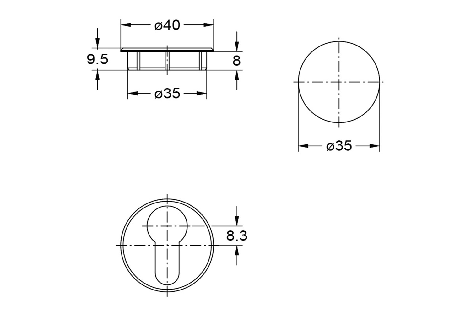 Rozet - rond - staal - vernikkeld