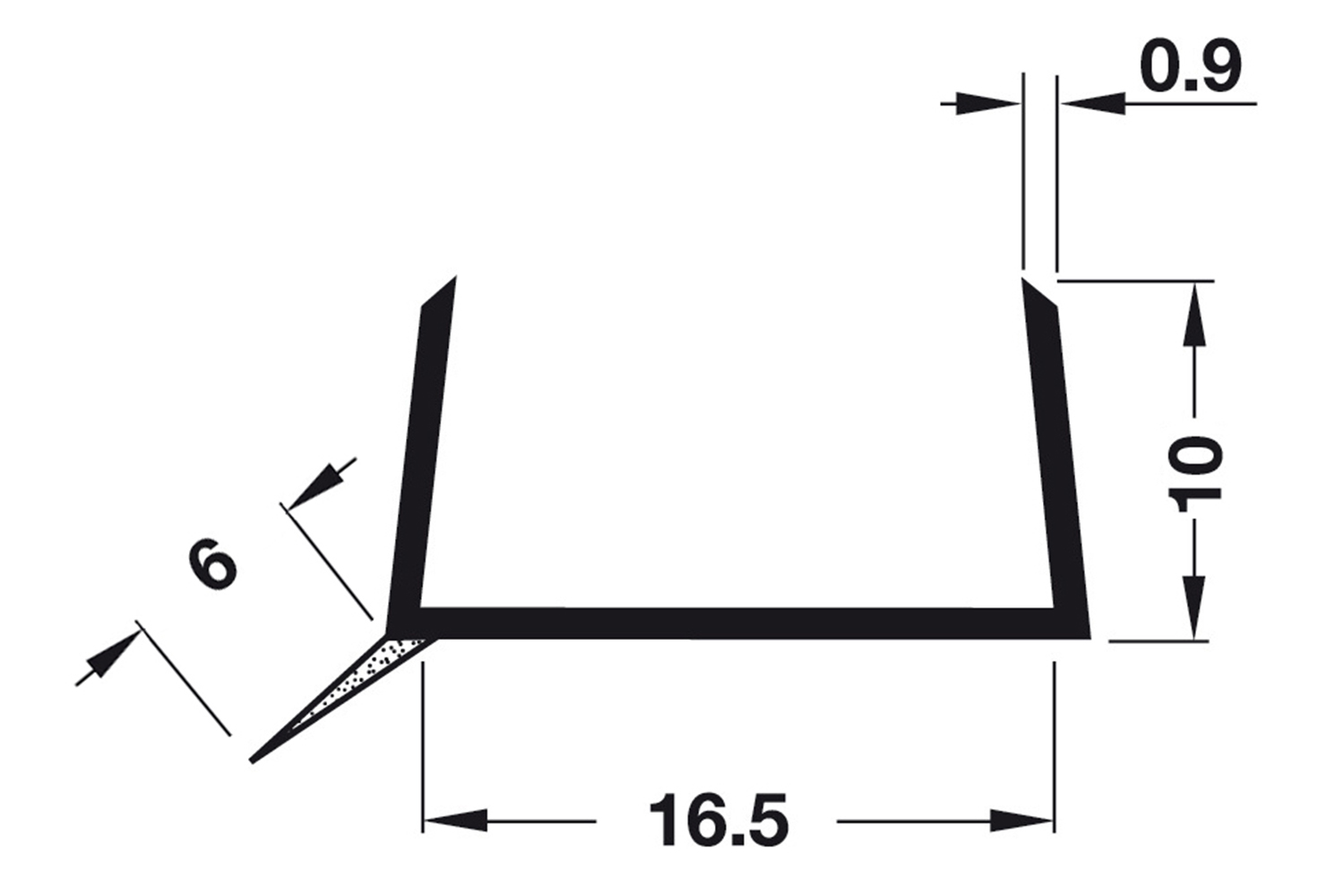 Waterkeringsprofiel - transparant - 16x5000mm